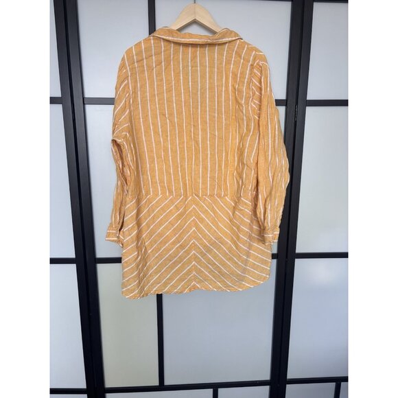 C&C California Linen Tunic Shirt Womens 1X Striped Beach Resort Boho Lagenlook - Picture 10 of 14